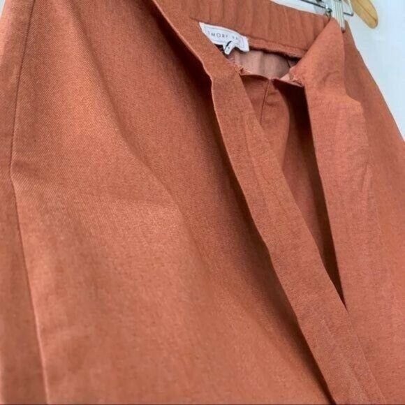 Emory Park flare leg pants high waisted with bow tie closure color rust sz small - Picture 7 of 9